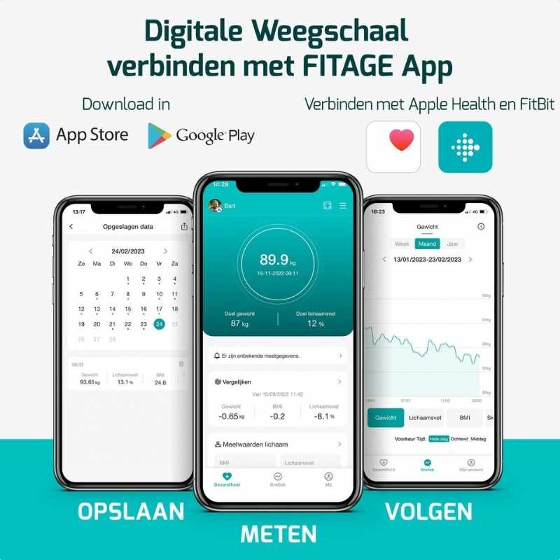 BCM slimme weegschaal met app-koppeling – meet vetpercentage, spiermassa en meer.