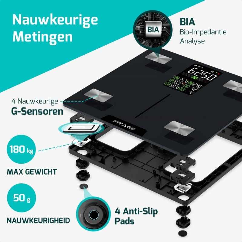 BCM slimme weegschaal met app-koppeling – meet vetpercentage, spiermassa en meer.