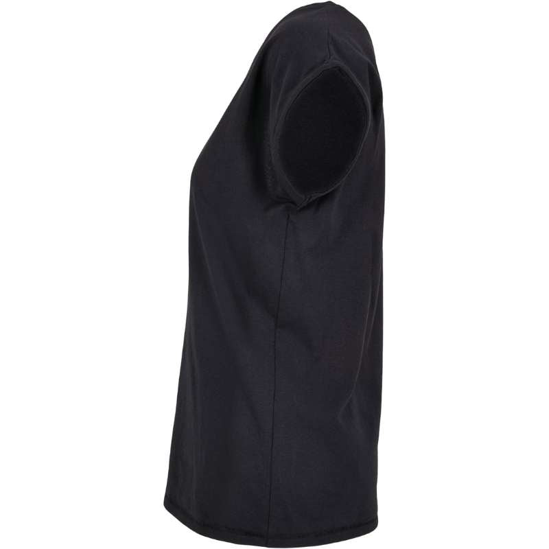 Zijaanzicht van het navy Fit Fuel Lifestyle dames sport T-shirt – flatterend silhouet en ademend materiaal.