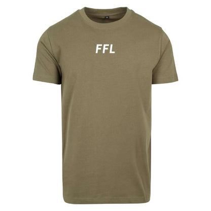 Vooraanzicht van het olive Fit Fuel Lifestyle heren sport T-shirt – stijlvolle sportkleding voor een actieve levensstijl.