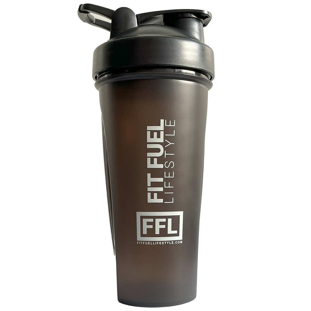 Zwarte fitness shaker van 600ml – Fit Fuel Lifestyle, BPA-vrij en lekvrij